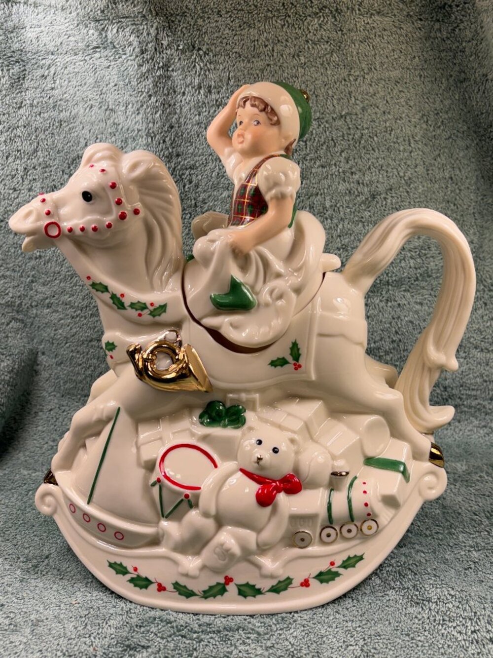 Lenox Holiday Elf & Rocking Horse Teapot Santas Toy Shop NIB 6095129